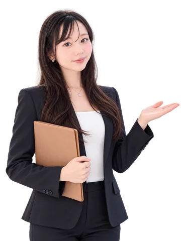 手を添えて相談窓口をご案内する女性のイメージ